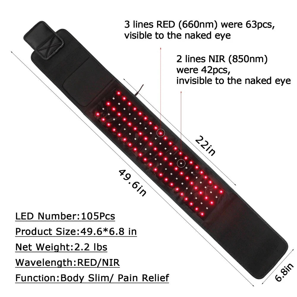 Red Light Therapy Belt for Pain Relief and Slimming - Model KK105 Relaxation Treatment Tidesmit