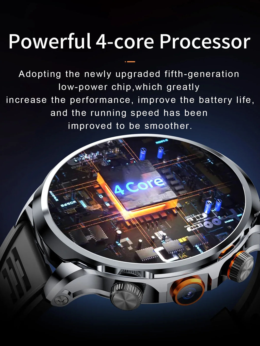 Smart Watch With 1.95 inch IPS 1100mah Battery 128GB ROM 500W Camera GPS WIFI Heart Rate APP Download Smartwatch Android 9.0