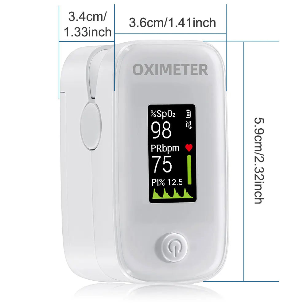 Fingertip Pulse Oximeter Blood Oxygen Saturation Monitor with Alarm, Plethysmograph and Perfusion Index