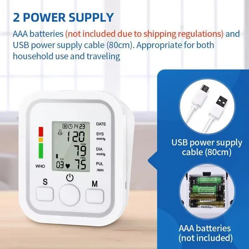 Digital Blood Pressure Meter Medical Voice Arm BP Sphygmomanometer Automatic Tonometer Tensiometer Pulse Heart Rate Health Meter