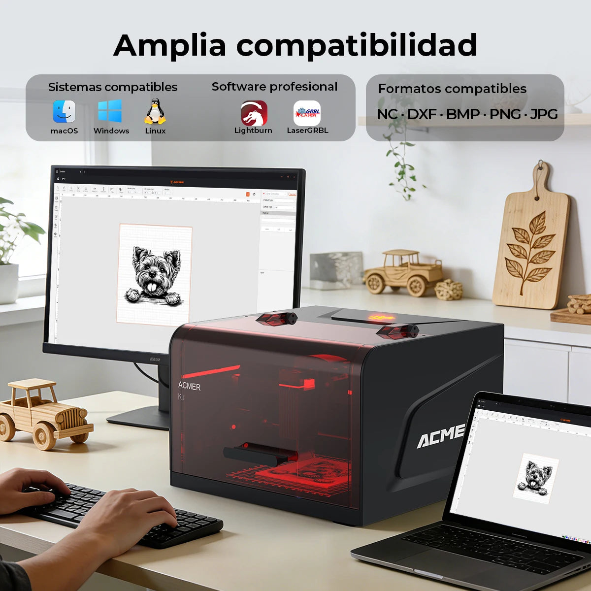ACMER K1 12W Mini Portable 12000mW 150*150mm Work Area Closed Laser Engraver Cutting Machine CNC Machine DIY Logo Marking Machine Painted Paper Leather Wood Acrylic Leather
