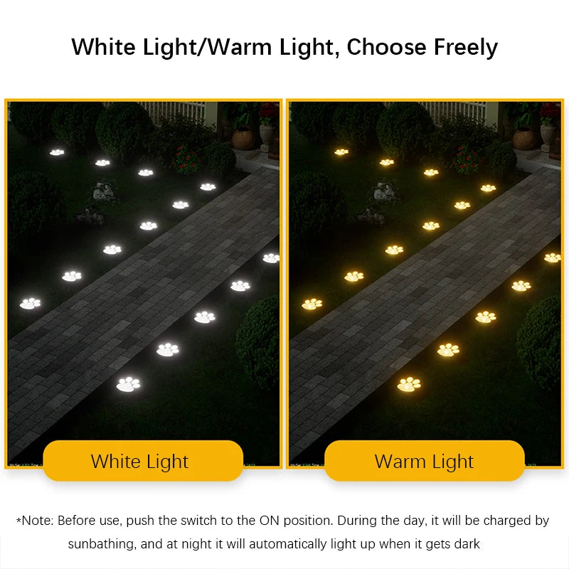 4PCS, Solar LED Lights, Outdoor Lights, Pet Dog Paw Lights, Smart Light Sensor Switches, Ideal for Garden Lawn Lighting