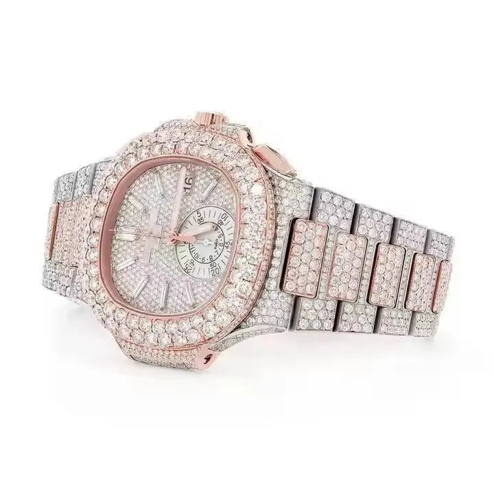 Wholesale Customized High Quality Iced Out Men's Mechanical Diver Watch Water Resistant with Moissanite & Diamond Tester