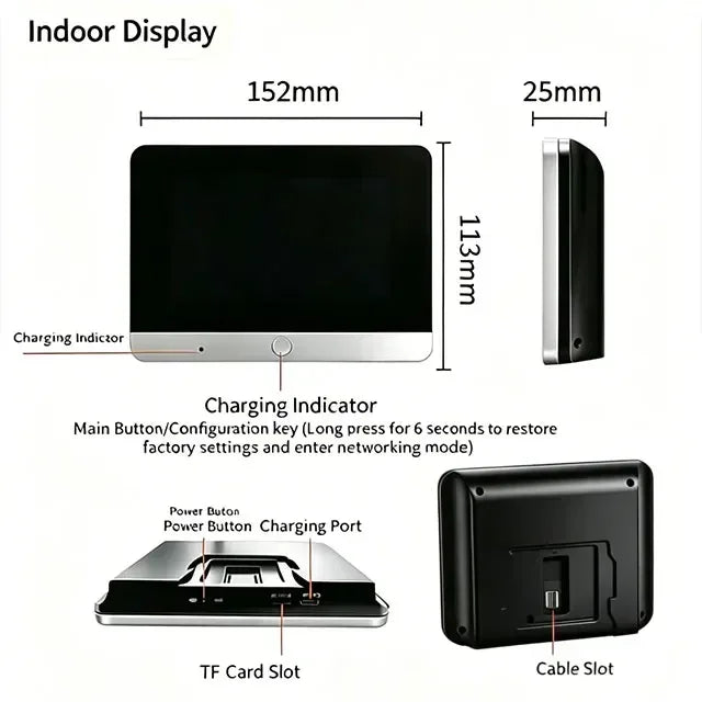 Smart Life Tuya WiFi 5 Inch Doorbell Video Camera with Peephole Eye 10000mAh Battery Mute Recording PIR Alexa & Google Digital