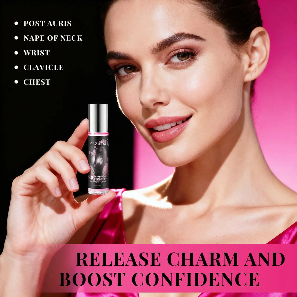 Gazipoo pheromone perfume for women in a slim rollerball bottle. Long-lasting, natural attraction scent for dates.