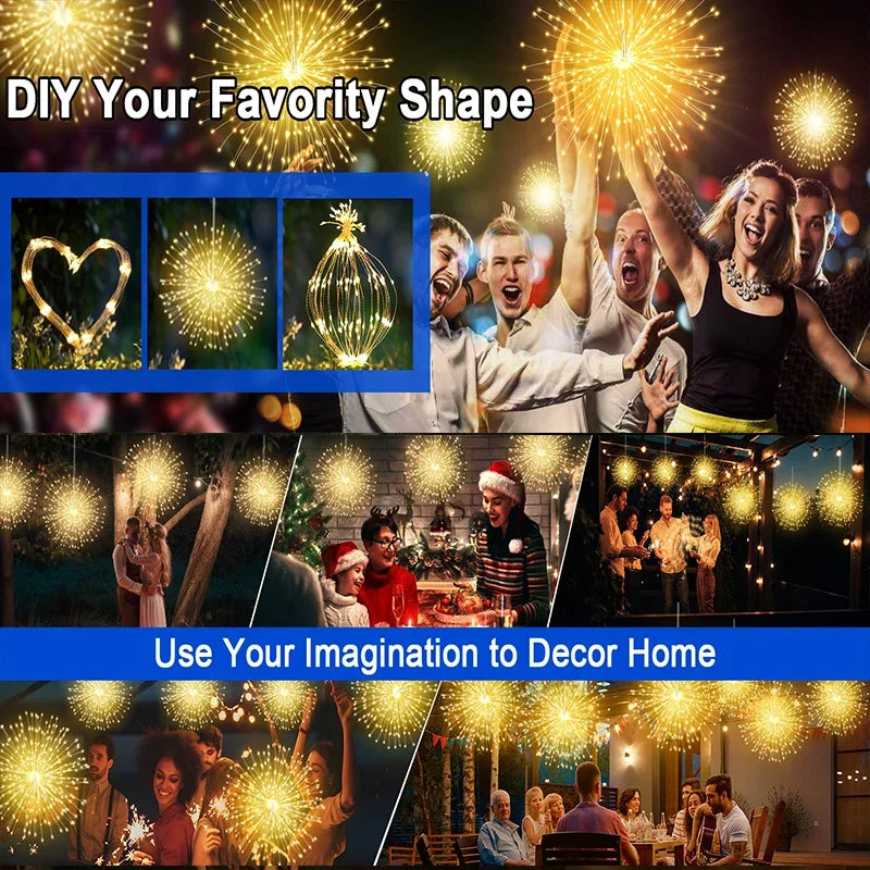 Solar Light Outdoor 4 Pack, Hanging Fairy Lights Strom, 8 Modes Dimmable Waterproof, For Party Garden Decoration