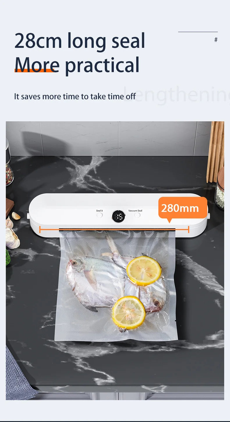 Automatic Vacuum Sealer Machine With 10pcs Free Food Saver Bags for Food Vegetables Fruits Nuts and Meat Storage Proof Sealer