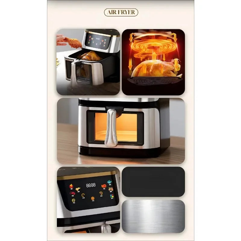 Household 8L Silver Crest Air Fryer 8L Stainless Steel Square Steam Oven with Digital Control