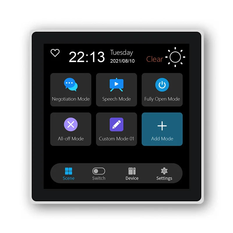 Smart Wall Switch 4 Inch Zigbee Touch Screen Control Panel for EU Homes Tidesmit