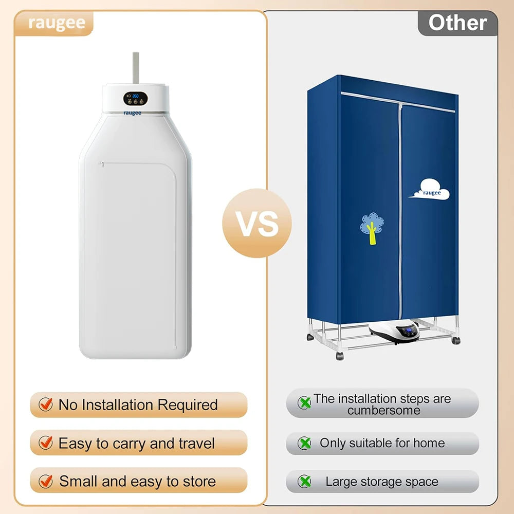Tidesmit portable electric clothes dryer featuring folding design with intelligent timed UV sterilization cycle