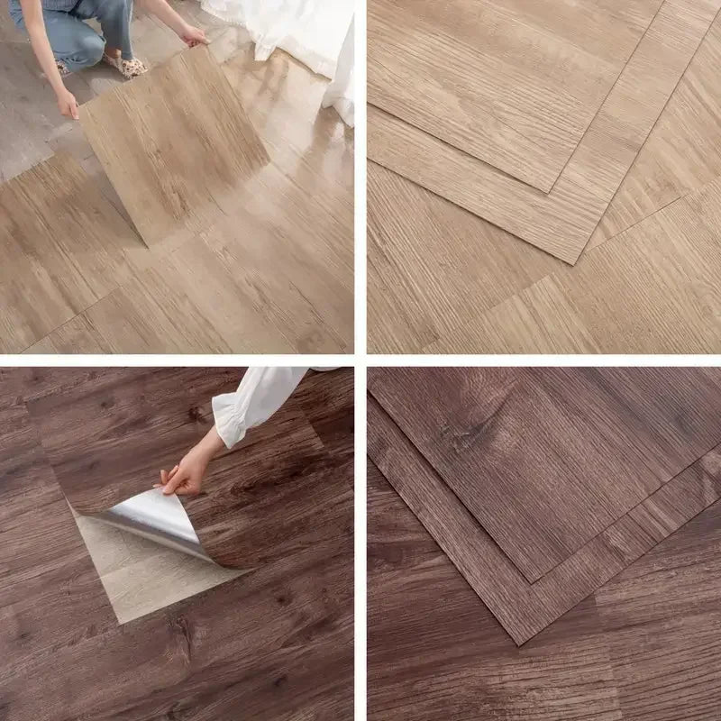 Self-adhesive Vinyl Floor Tiles Wood Grain Design Waterproof  Wear-resistant Wall Tiles for Bedrooms Kitchens Living Room Decor