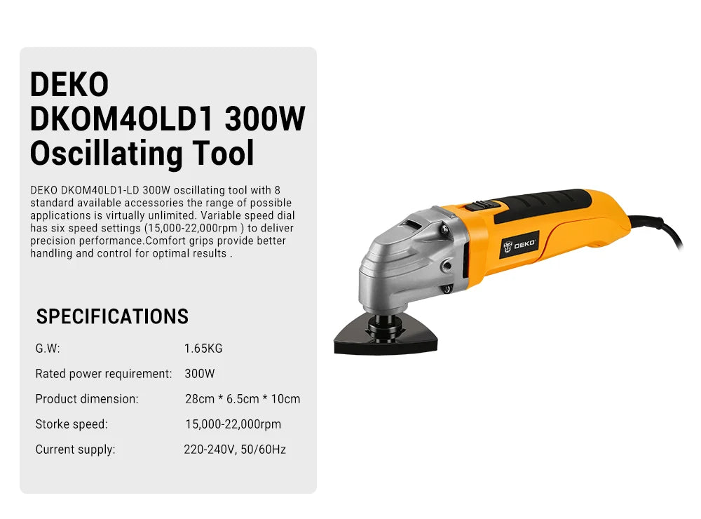 DEKO DKOM40LD1 Electric Multifunction Oscillating Tool 220V Electric Trimmer Saw Variable Speed for Home DIY Woodworking