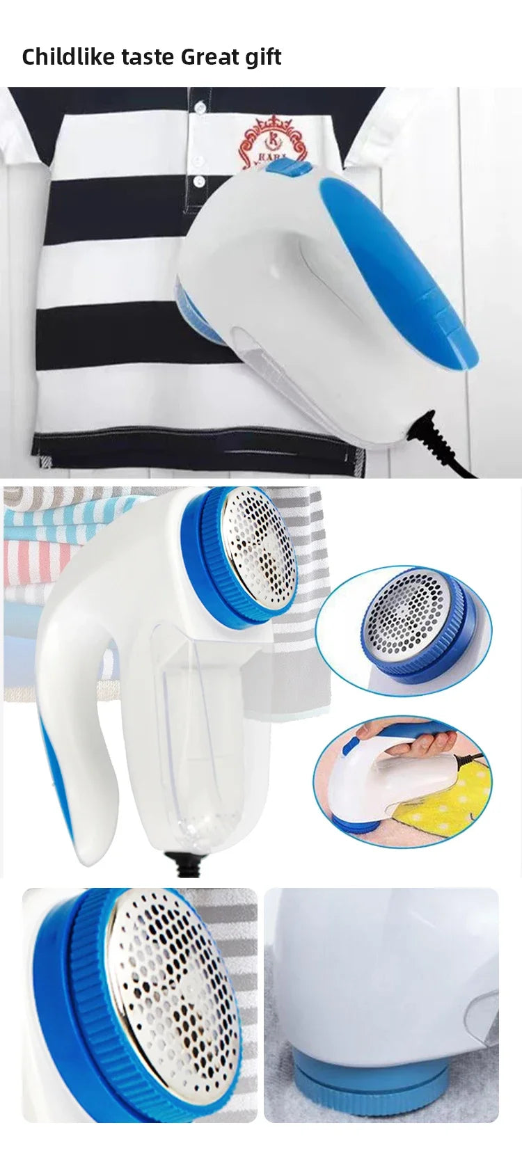 Tidesmit electric lint remover shaver trimming fabric pilling from clothing for a renewed garment appearance