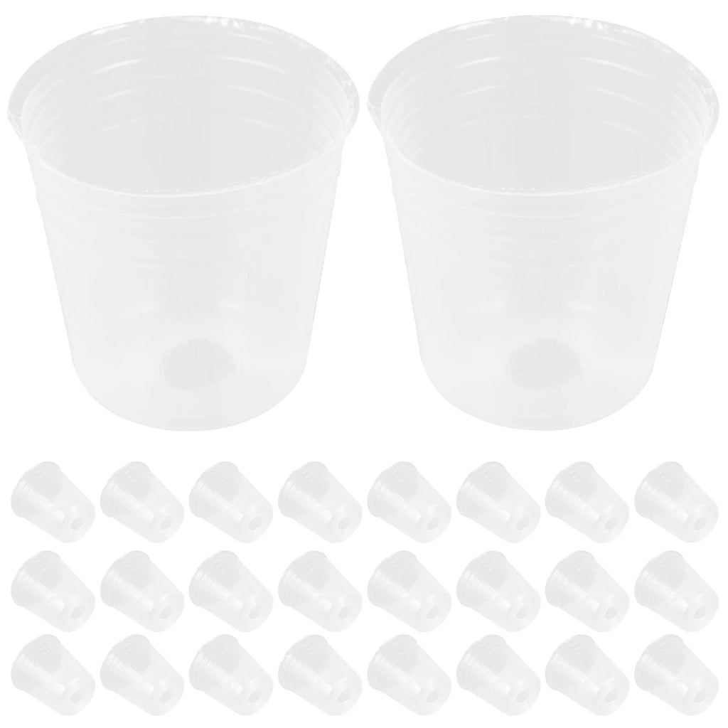 50 Pcs Clear Plastic Nursery Pots Transparent Starter Cups With Drainage For Succulents Flower Garden Supplies