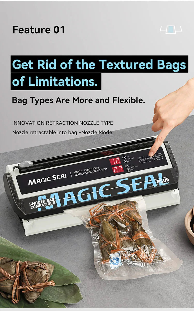 Vacuum Packaging Machine for Food Plastic Bags Sealer Sealing Machine Mylar Bags Kitchen Packer Automatic Manual Modes Home Appl