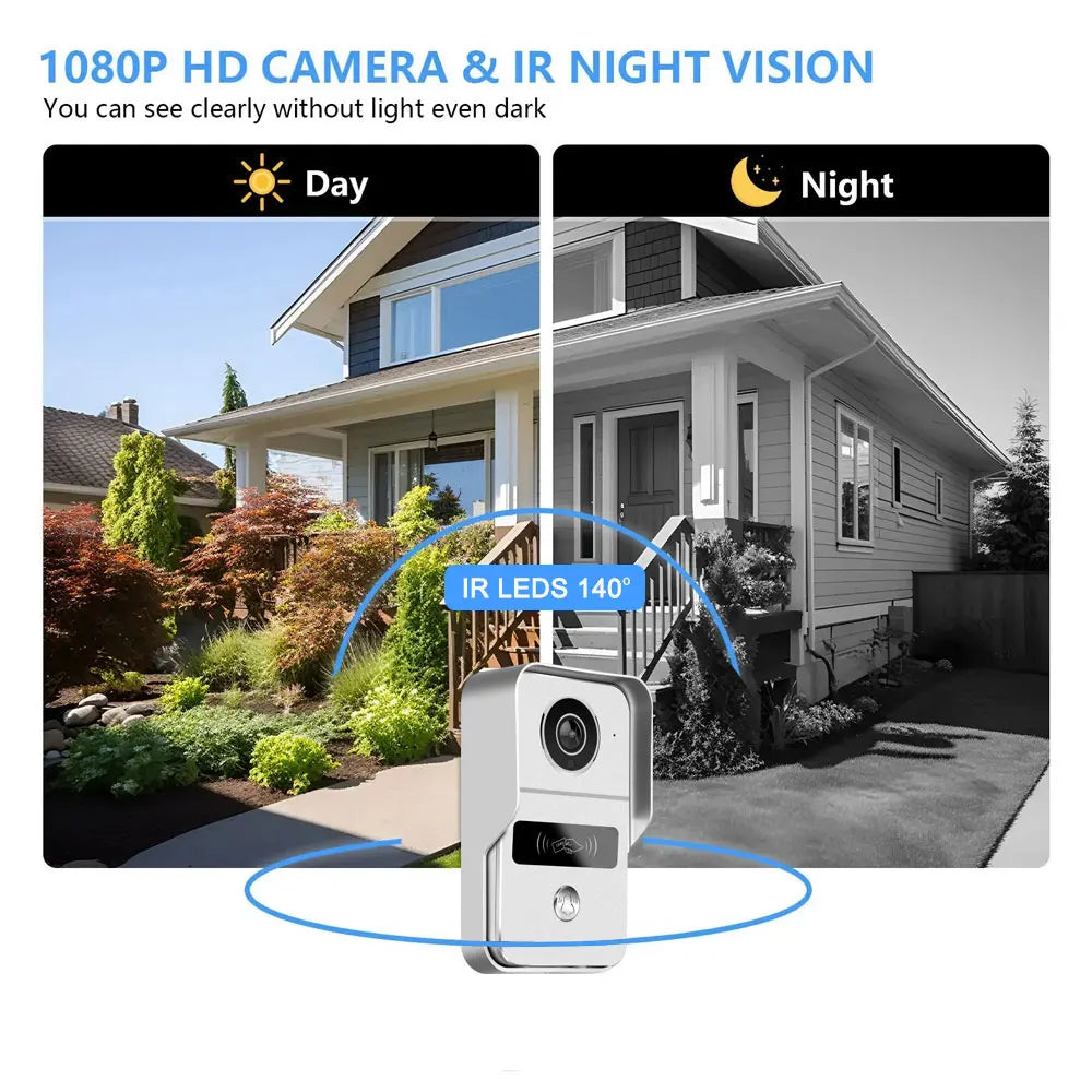 Home Smart Wireless WiFi Video Intercom Doorbell 2 10 inch Screen 1080P 2 Wires Video Doorphone System with Electric Strike Lock