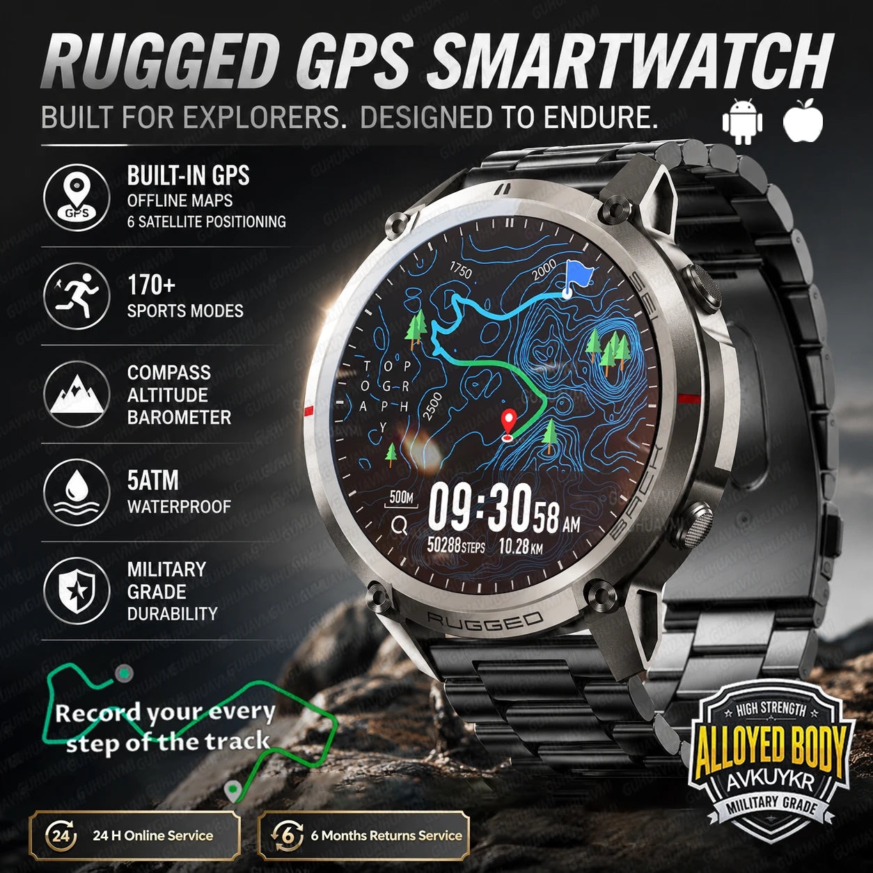 New Outdoor Sports GPS Military Grade Smart Watch Men Bulit-in GPS Offline Map BT Call Heart Rate Fitness Tracker Swim Bracelets