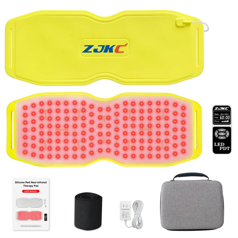 ZJKC 660nm 850nm 940nm Red Light Therapy Belt Near Infrared Phototherapy Wrap 450pcs LED Heating Pad for Full Body Pain Relief