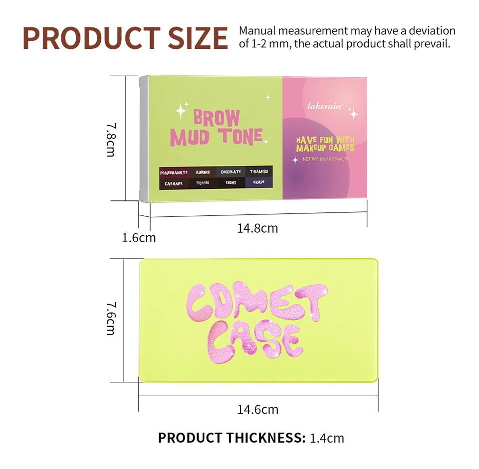Tidesmit 8-color eyebrow cream highlighter palette showing shimmer and matte texture close-up for face makeup