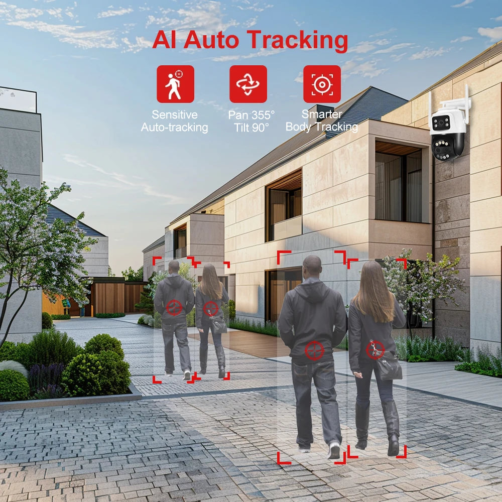 12MP PTZ WiFi IP Camera Dual Lens 2.8mm -12mm 8X Zoom 4K Outdoor AI Human Tracking CCTV Audio Home Security Surveillance Camera