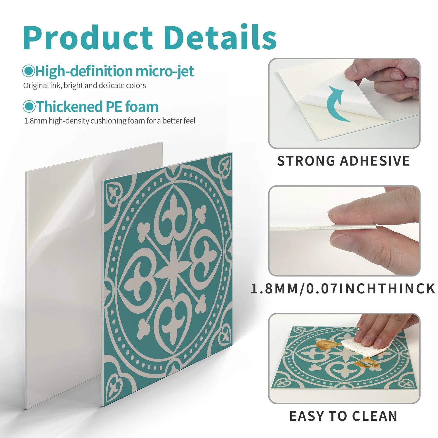 15x15cm Moroccan Style Peel and Stick Tile Stickers, Self Adhesive Waterproof Wall Decor for Kitchen Bathroom (ART Series)