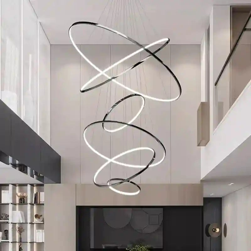 Modern LED Ring Pendant Light for Dining Room | Adjustable Black Finish Tidesmit