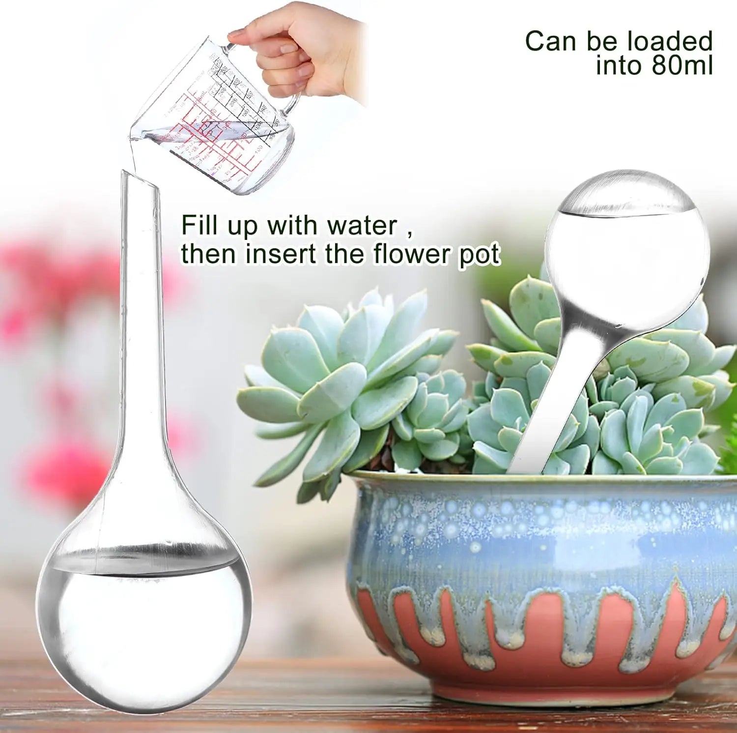12 Pack Indoor Plant Watering Balls 13x5cm Automatic Self Watering System Transparent Globes for Potted Plants Watering Bulbs