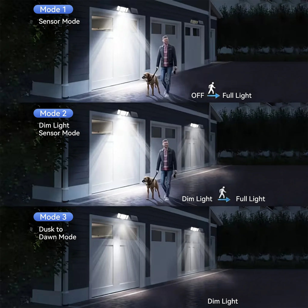 309LED Split Panels Solar Motion Sensor Lamp, 3 Side Outdoor Solar Security Wall Lamp with 3 Lighting Modes, IP65 Waterproof 270° Wide Angle Street Lamp, for Garden Yard Driveway