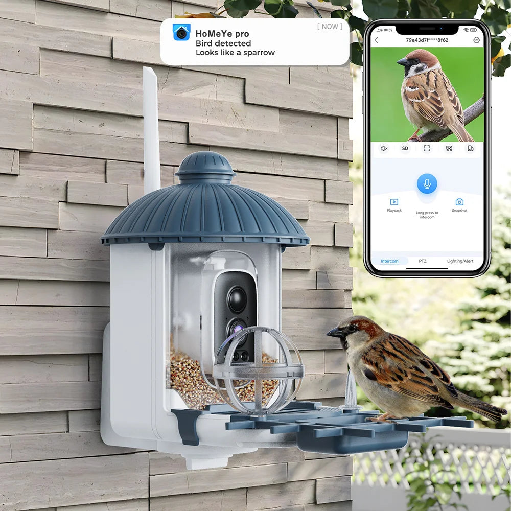 4MP HD Birds Feeder Camera Solar Powered AI Motion BirdWatching Wireless WiFi Camera Wildlife Monitor,Night Vision,Waterproof