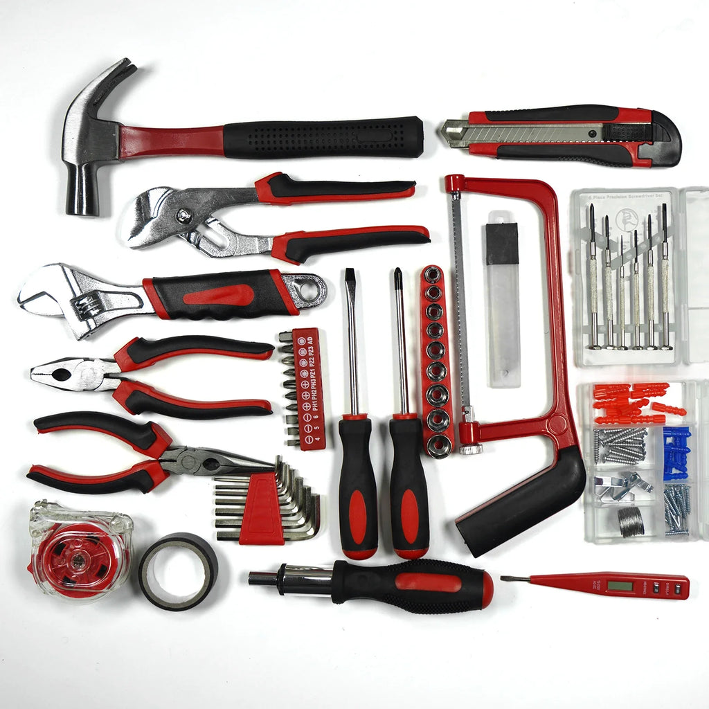 STOENGO 19/43/108pcs Hardware Household Hand Tool Kit Set Household DIY Hand Tool Kit Saw Screwdriver Hammer Tape Wrench Pliers