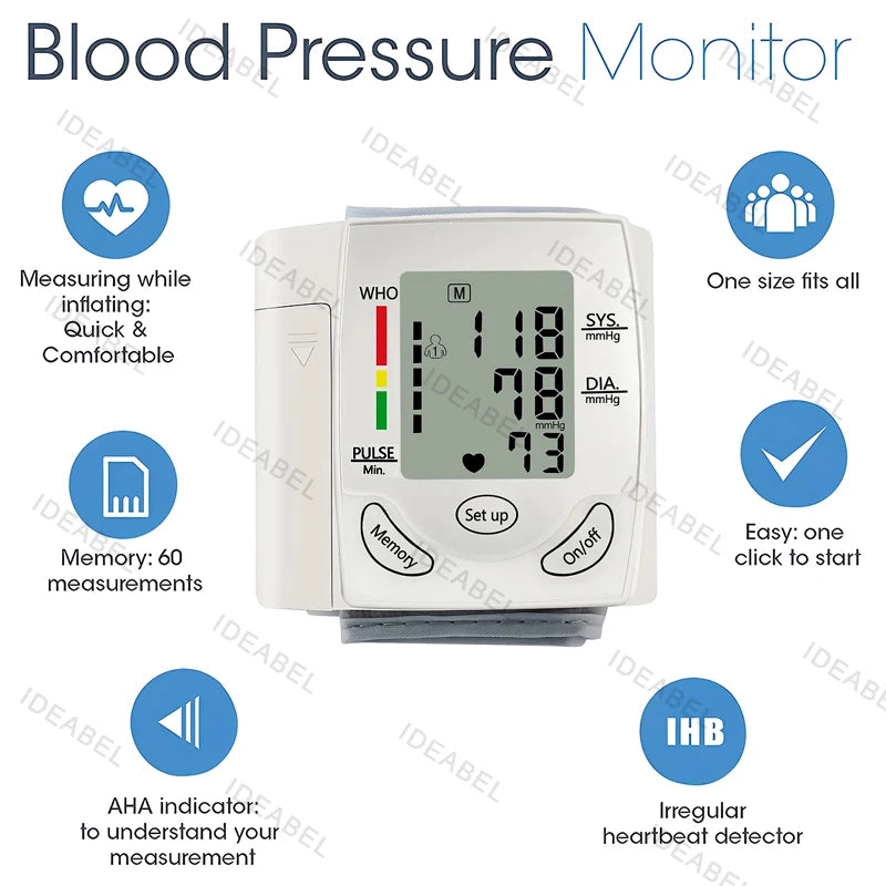 Wrist Blood Pressure Monitor Infrared Thermometer Tonometer BP Monitor Non Contact Infrared Medical Thermometer Pulse Oximeter