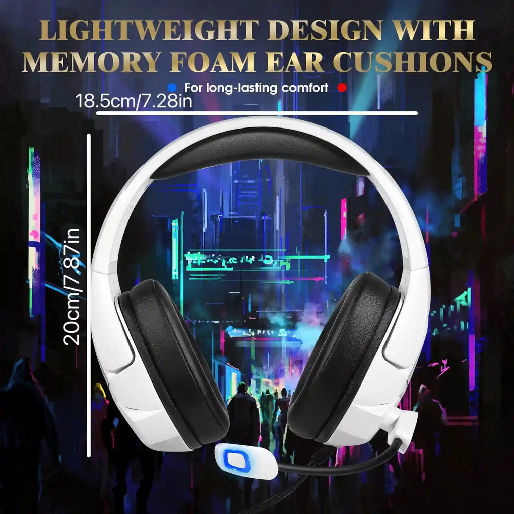 Gaming Headset G3000 White: Low Latency Over-Ear PC & PS5 Audio Tidesmit