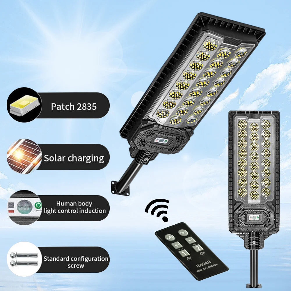 8000W Solar Street Lights 480000LM Commercial Parking Lot Light Dusk to Dawn 6500K Solar Security Flood Lights for Road Garden