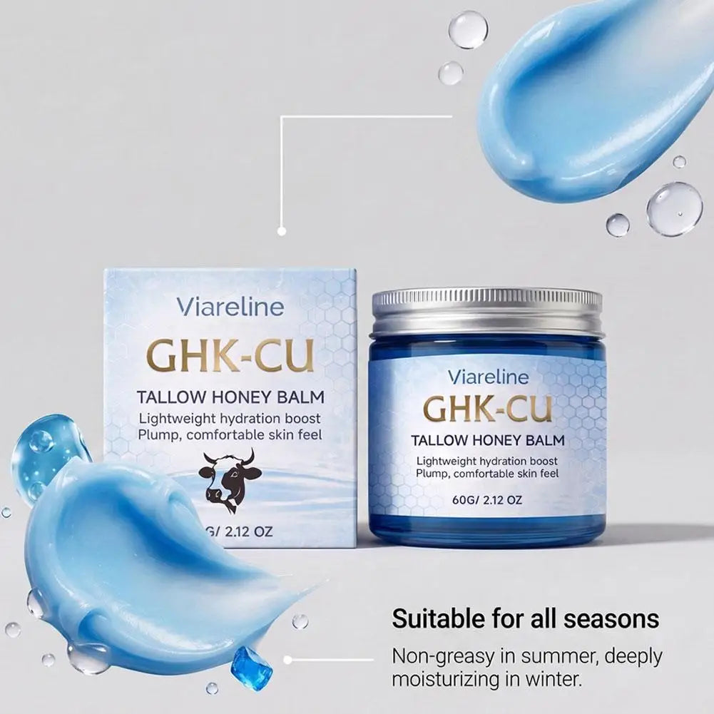 Viareline GHK‑CU Tallow Honey Moisturizing Balm, Copper Peptide Skin Barrier Repair Cream, Gentle Fast‑Absorbing Lotion