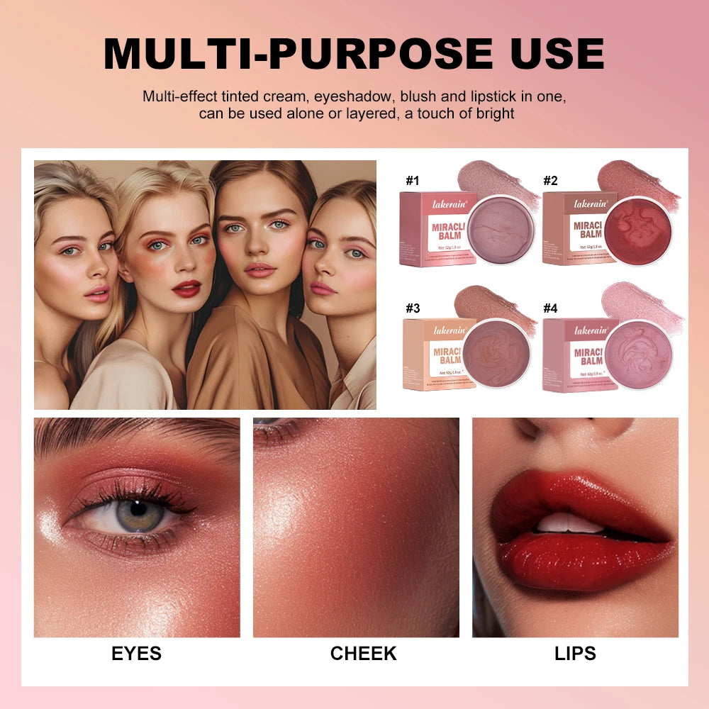 Tidesmit 4 colors multi-purpose cream blush and lipstick swatch showing long-lasting nourishing Korean makeup texture