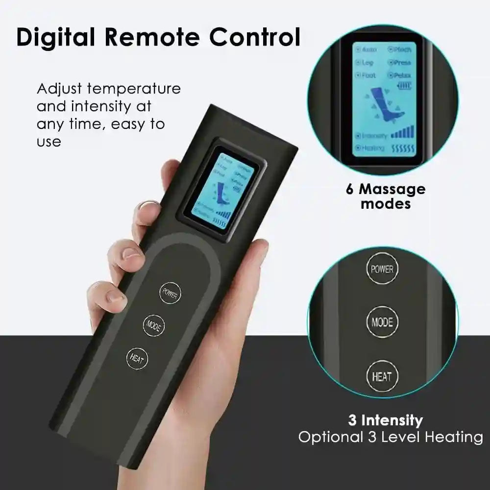 Leg Air Compression Massager With Heat - Portable Relaxation Therapy Relaxation Treatment Tidesmit