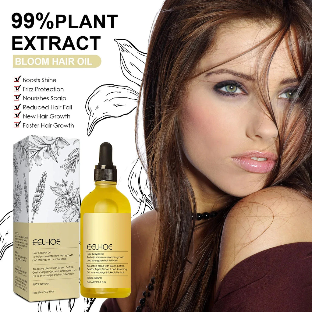 Tidesmit Bloom Hair Growth Oil with plant extracts for scalp treatment, anti-hair loss, and faster hair repair.
