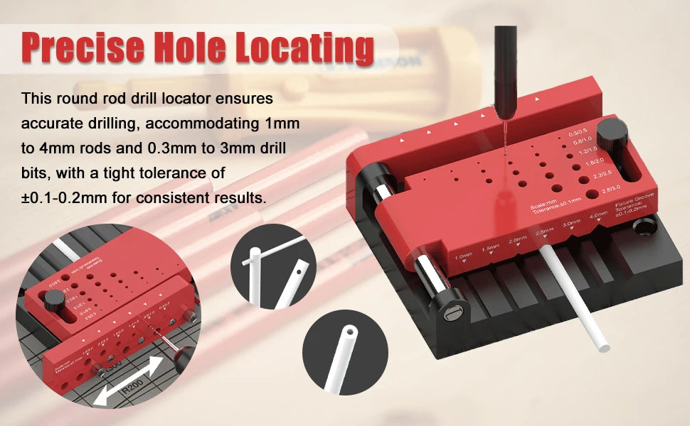 Plastic Borehole Positioner Locator Round Rod Center Drilling Fixture Tool For DIY Hobby Model Making Accessories