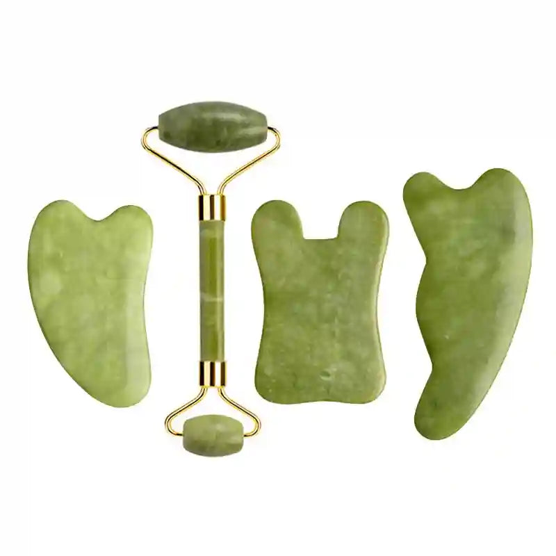 Jade Roller and Gua Sha Set: Natural Facial Massage Tool Kit Massage Roller Type 21 Tidesmit