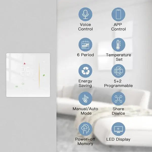 MOES Smart Thermostat WiFi/ZigBee for Water/Electric/Gas Boiler, Weekly Programmable, Works with Alexa Google Tuya, 86mm