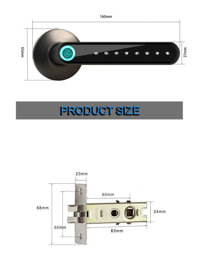 WAFU 016 Smart Lock Fingerprint APP Unlock Keyless Entry Works With iOS/Android Door Bluetooth-Compatible Password Handle Lock