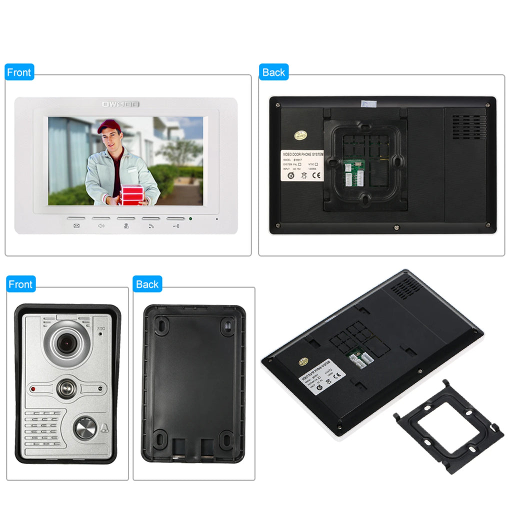 7 inch Wired Video Doorbell Indoor Monitor IR-CUT Outdoor Camera Visual Intercom Two-way Audio Remote Unlock Video Door Phone