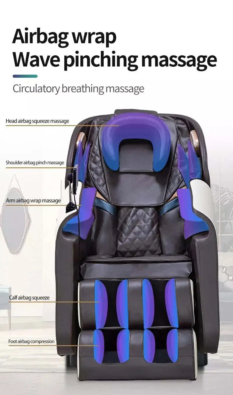 Zero Gravity Massage Chair with Bluetooth - Brown & Gold Full Body Massage Chairs Tidesmit