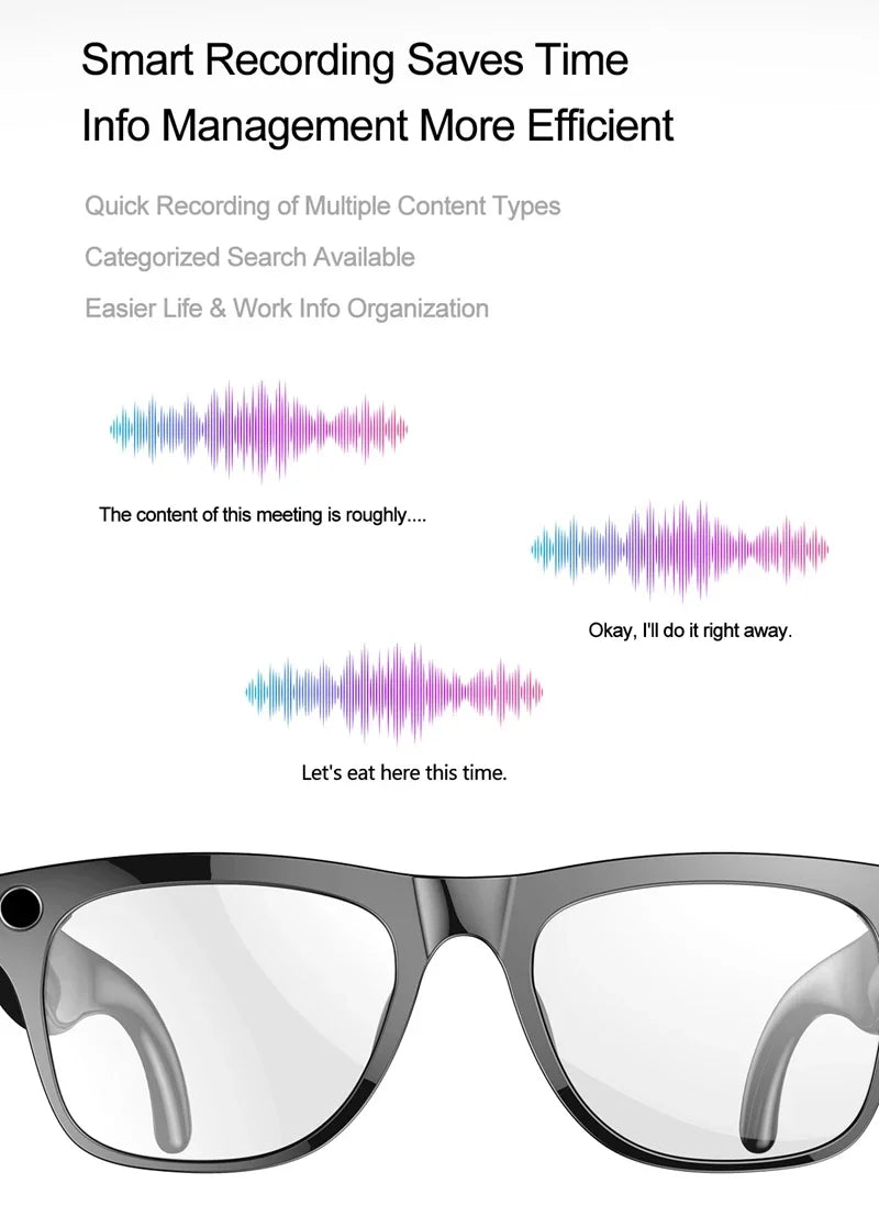 AI Smart Glasses with 100MP Camera & Spatial Audio - Tidesmit Tidesmit