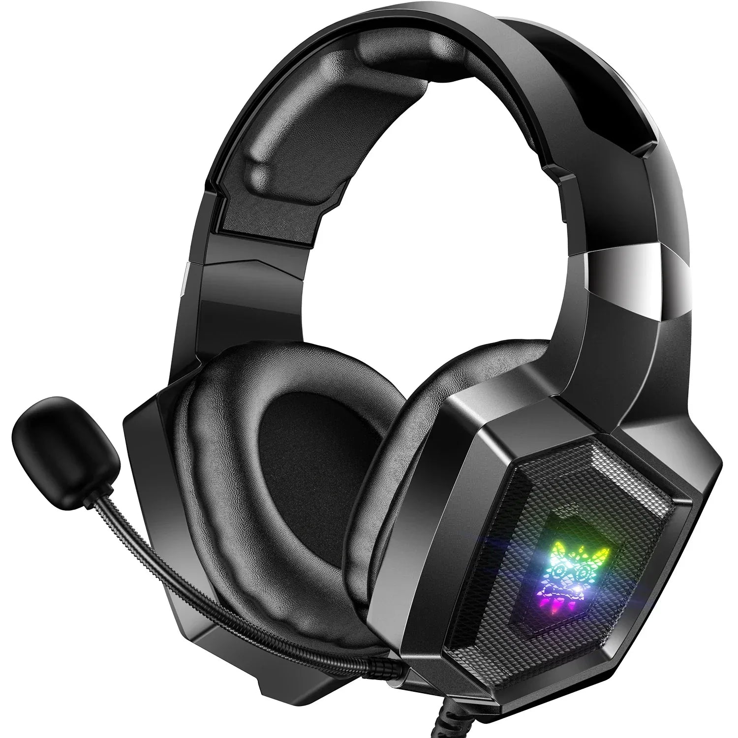Wired Gaming Headphones With HD Mic and RGB Lights - Tidesmit Black Tidesmit