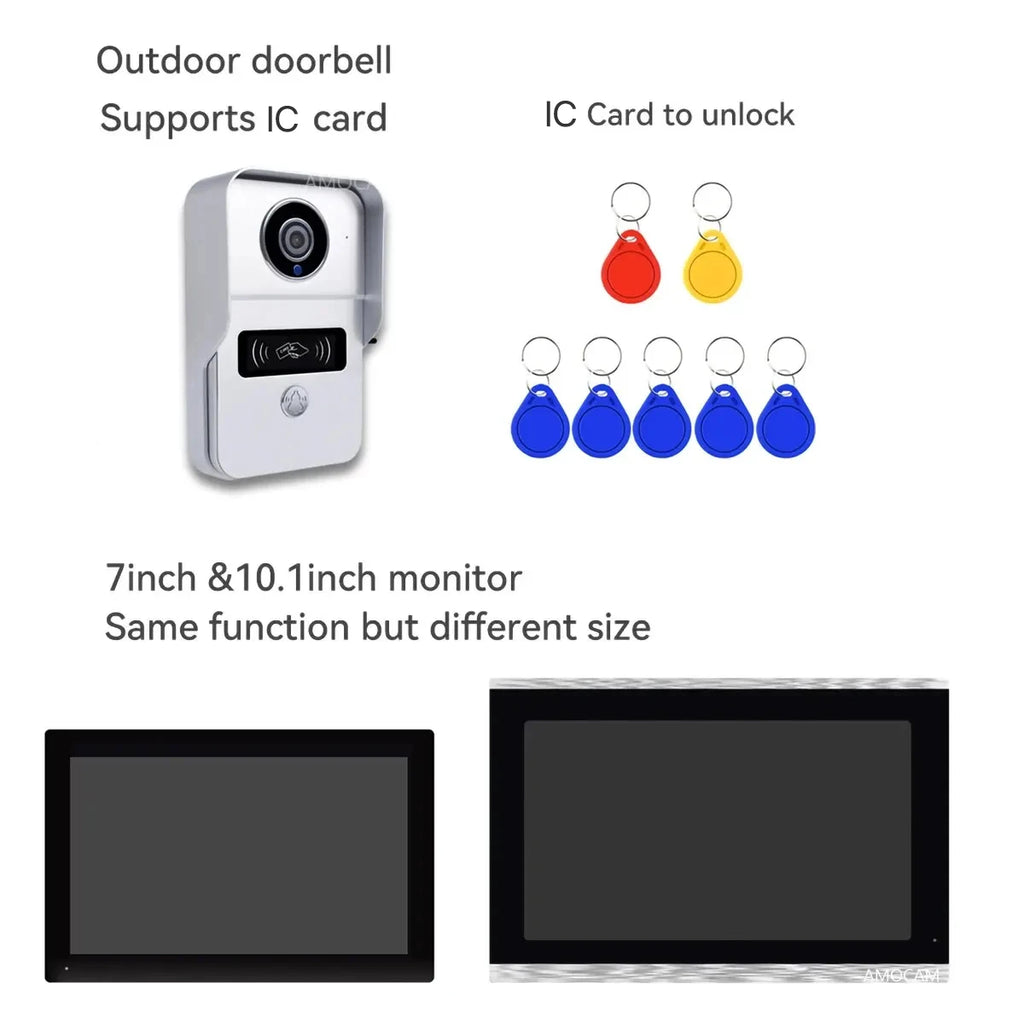 1080P 10.1 Inch Touch Screen Wifi Video Doorbell, Smart Home Video Intercom 32G Card Rceord Kit Works with Tuya ID Unlcok 4-Wire