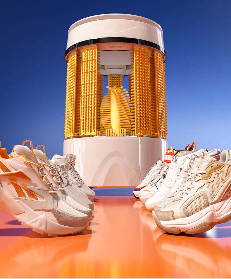 Tidesmit P4-3 mini automatic shoe washing machine for home footwear and sock cleaning side profile view