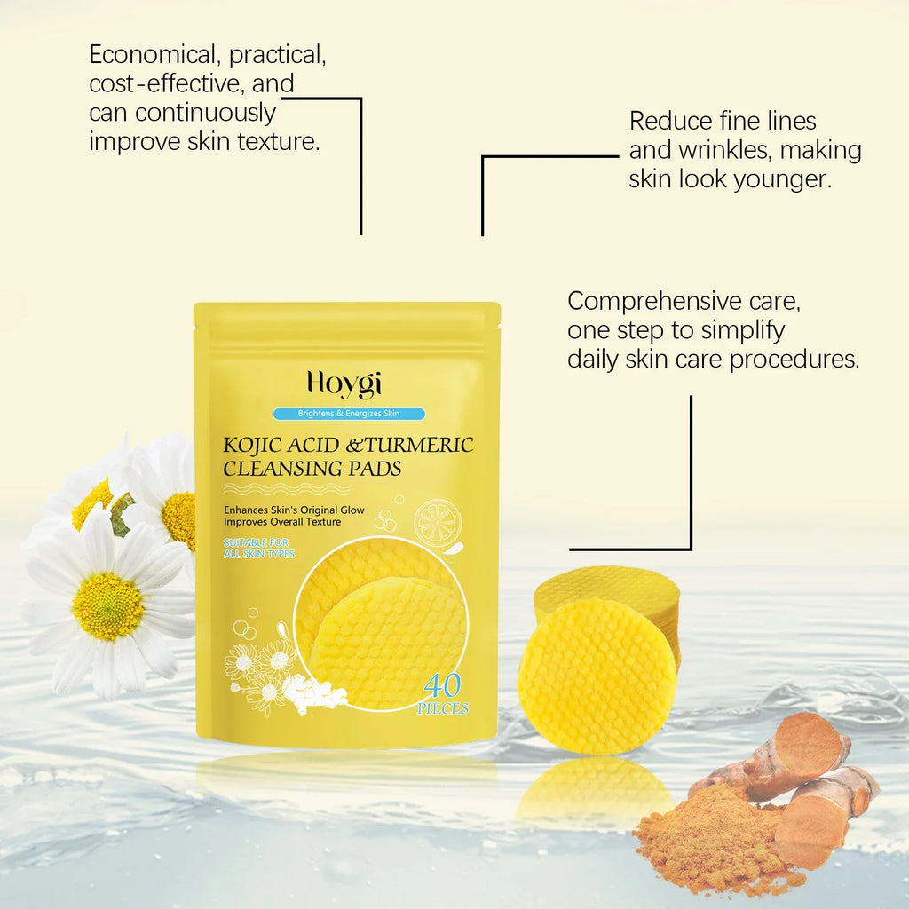 Turmeric Kojic Acid Cleansing Pads Exfoliating Pads Facial Sponges For Cleansing Exfoliating Daily Cleansing Skin Care Tools