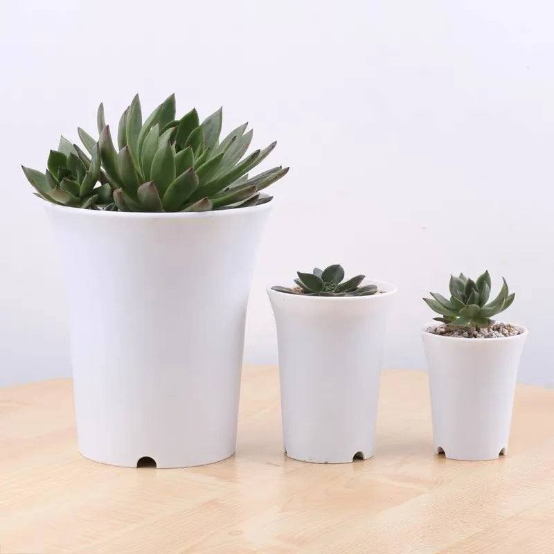 2/5Pcs White Plastic Flowerpots Simple Nursery Seedling Pot Flowers Seed Breeding Planters Container Box Garden Supplies Tool