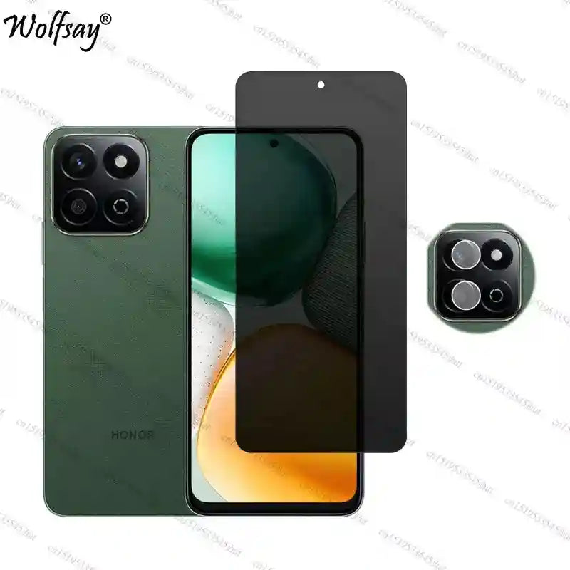 Honor X7c 5G Privacy Screen Protector - 9H Hardness Anti-Spy Glass AE 1 Glass and 1 Len Tidesmit